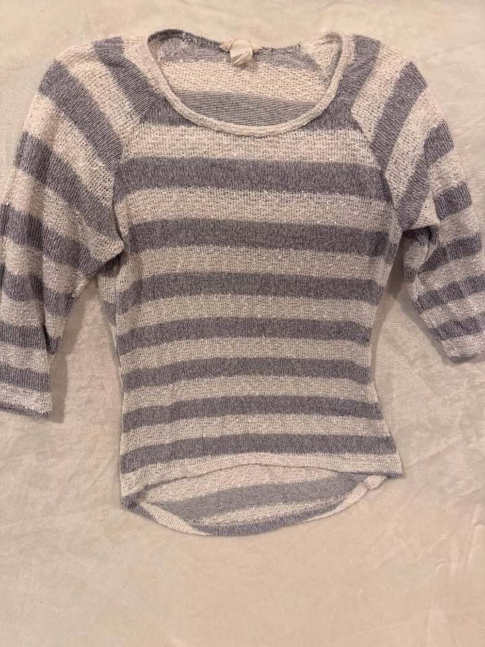 Janeric Brand Lavender and White Striped Knit Sweater Womens Medium
